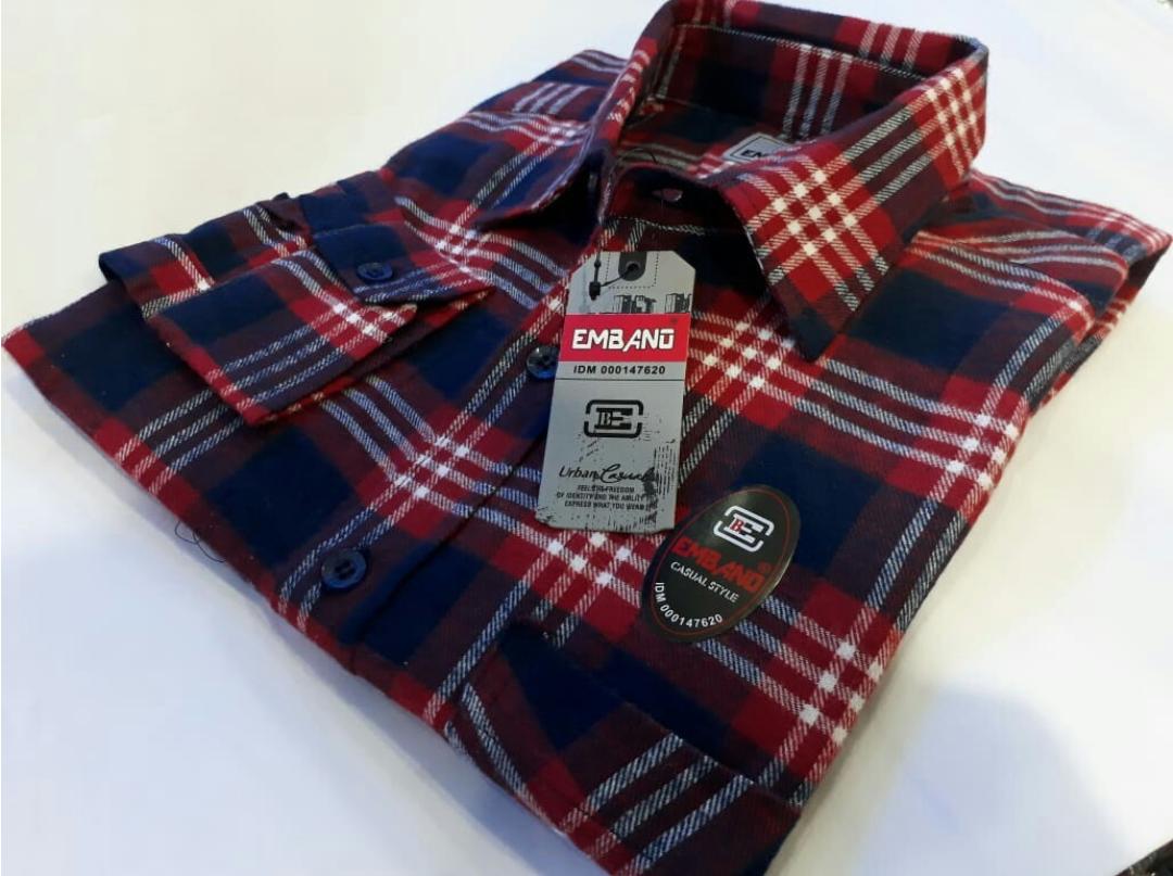 LKY Kemeja flanel Ukuran Jumbo Pria/Flanel Jumbo Corak Merah