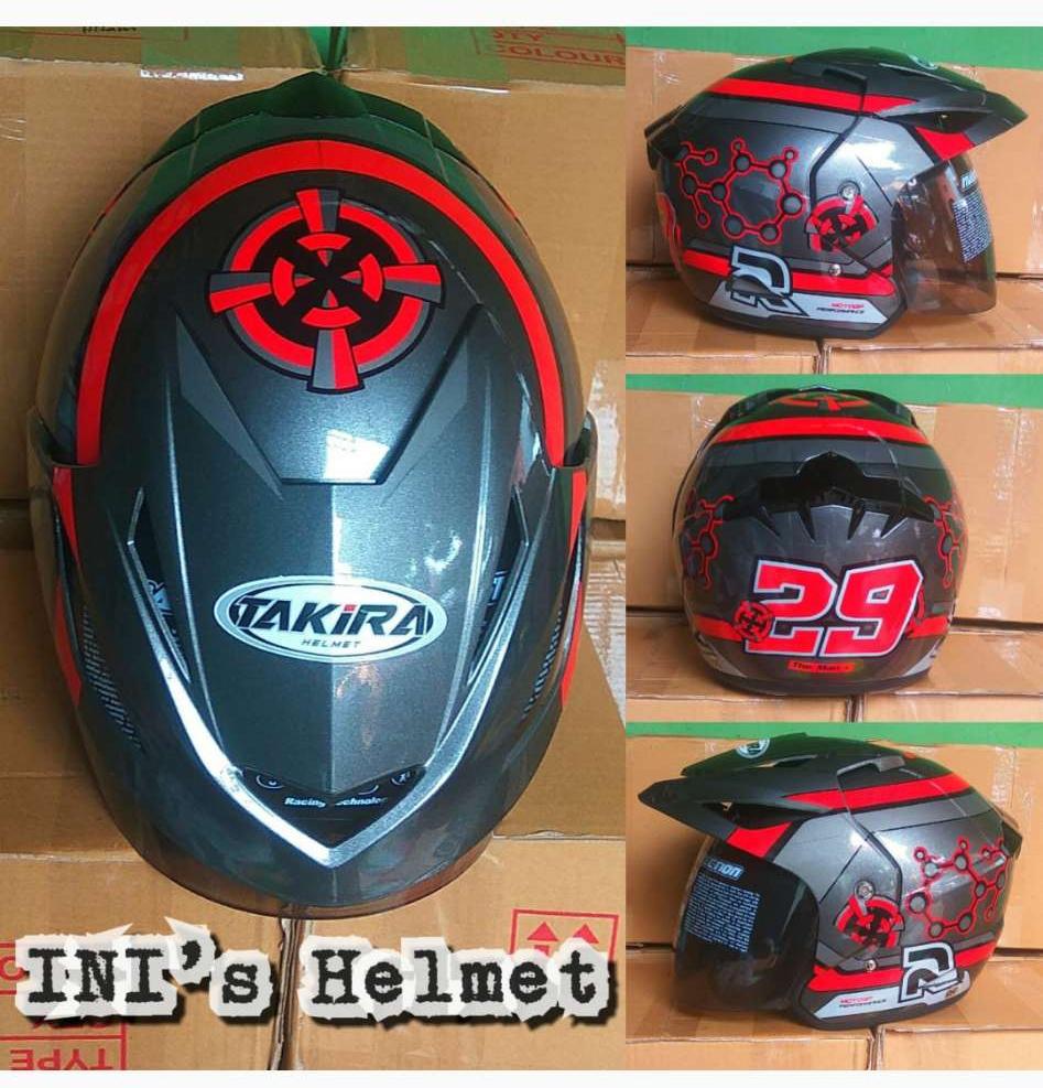 HOT PROMO ! Helm ARL Pet Dewasa (No Double Visor) Merk Takira Merah - SNI - INIs Mart Jakarta
