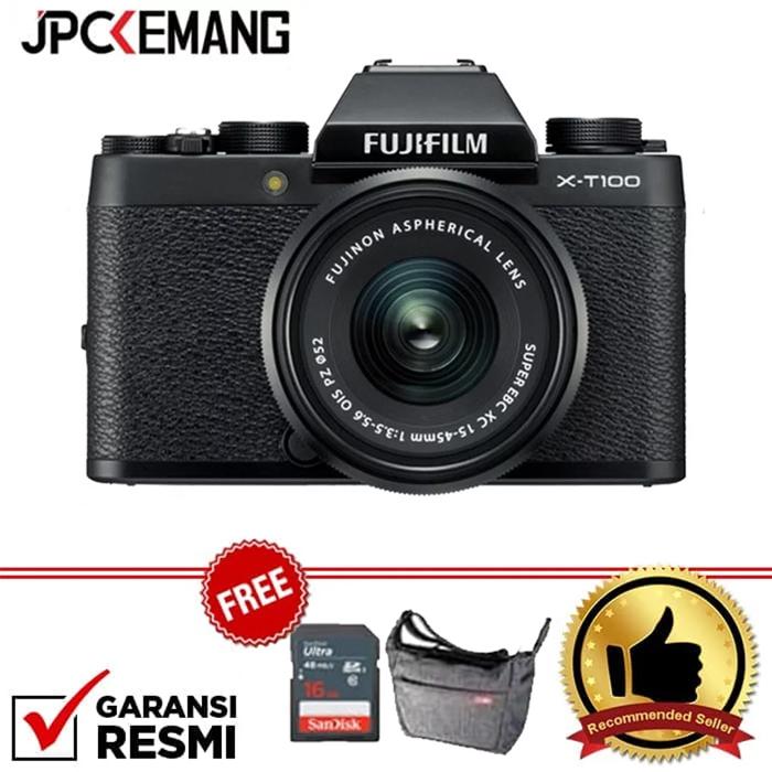 Fujifilm X-T100 / XT100 Kit XC 15-45mm Free Sirui Sling bag + SDHC 16GB jpckemang GARANSI RESMI