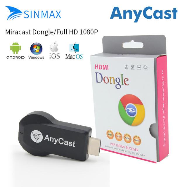 Anycast Dongle Wifi HDMI Display Receiver - HDMI Dongle - AnyCast Wireless DLNA Airplay Dongle TV Stick Push Chrome cast Wifi Display Receiver PC Android Media Player for Ipad Android