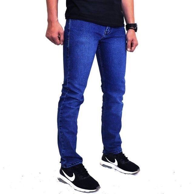 KS Celana jeans pria / jeans skinny fit (biru wash)