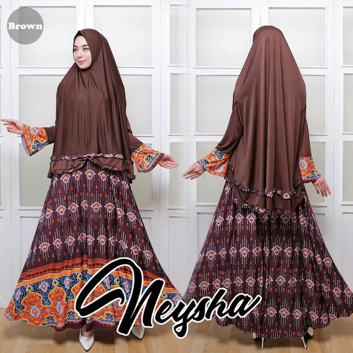 BAJU BUSANA MUSLIM GAMIS REGINA SYARI BROWN PLUS HIJAB NO PED.