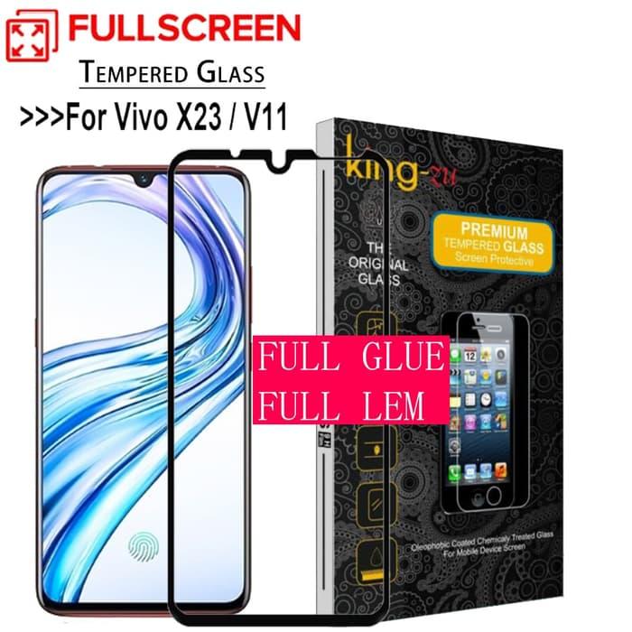 For 5D King Zu Anti Gores Kaca NEW 2018 VIVO V11Full Body Glue Tempered Glass For VIVO V11 Global Version Screen Protector 9H Full Cover Glass (Hitam)