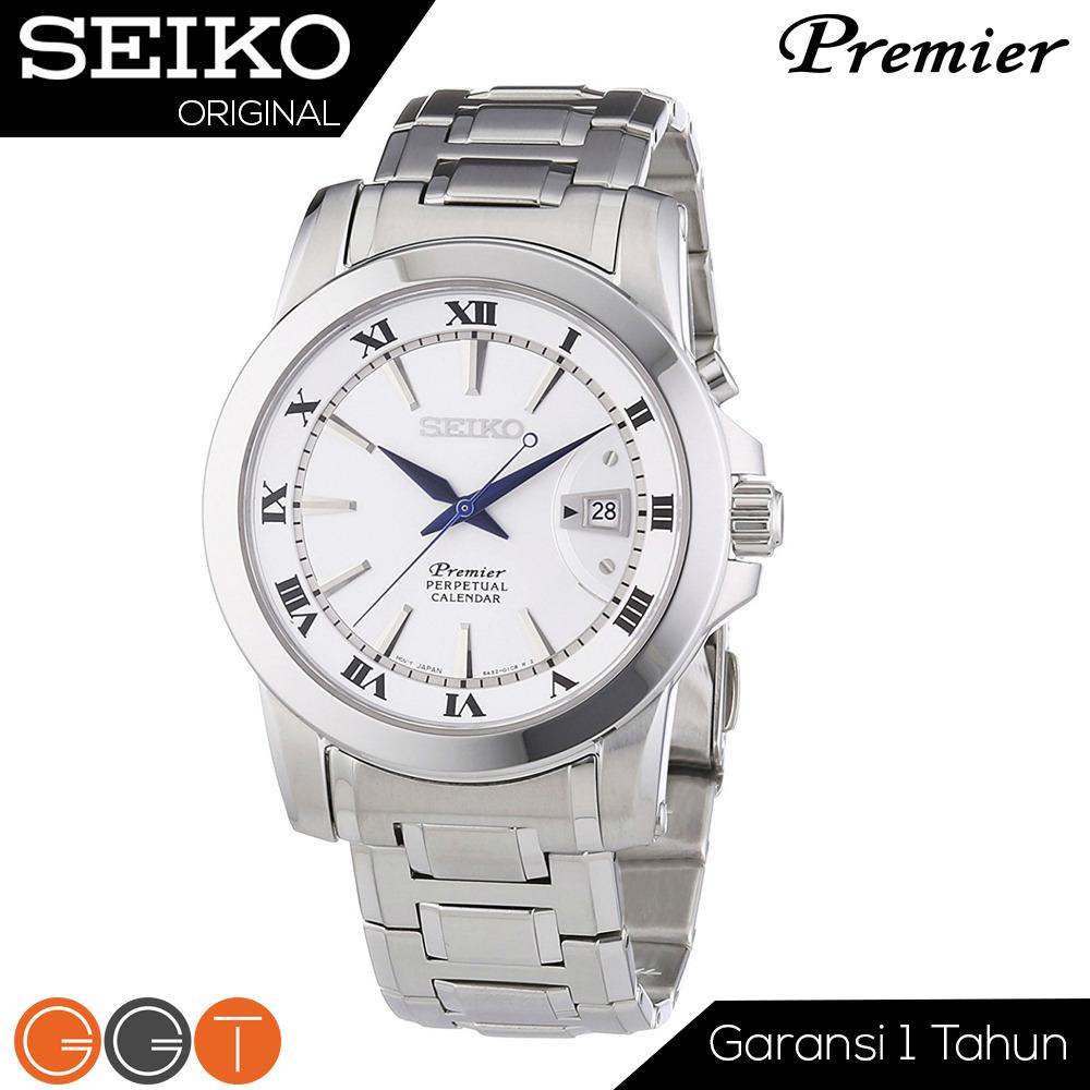 Seiko Premier SNQ139P1 Perpetual Calendar Stainless Steel Case - Jam Tangan Pria - Quartz Movement Promo