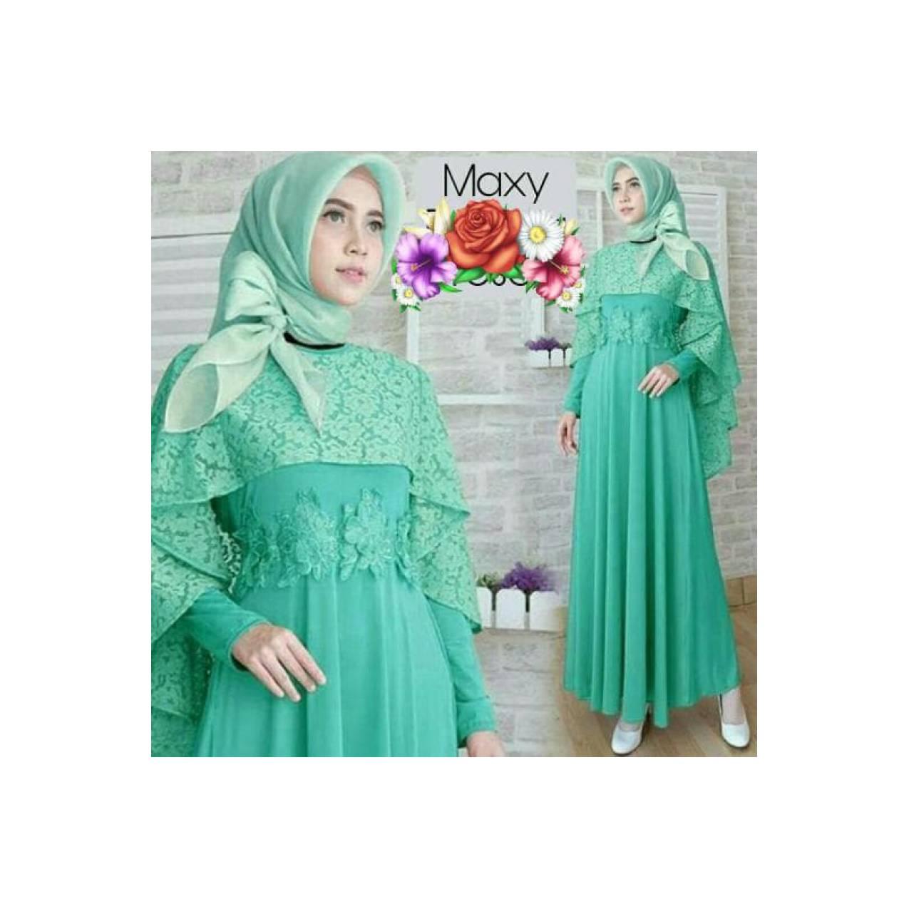 Best maxi githa tosca variasi brukat dan bunga timbul gamis dres