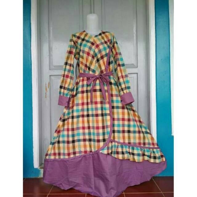 (TERBARU) GAMIS KATUN KOTAK MARISA (MERAH)