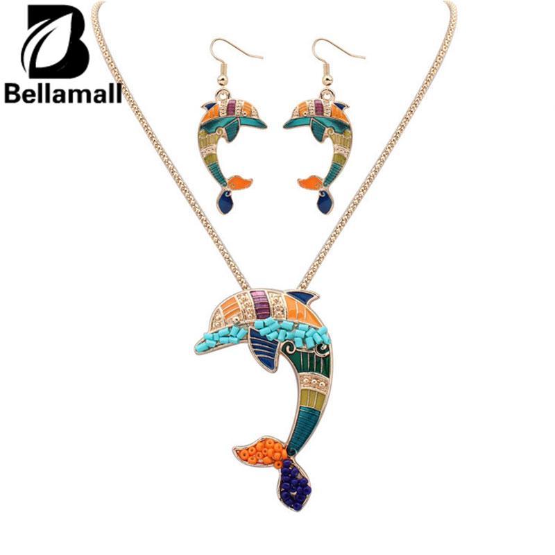 Bellamall: Dolphin Anting Kalung Lucu Perhiasan Set Lovely Hewan Aksesoris Menarik-Intl