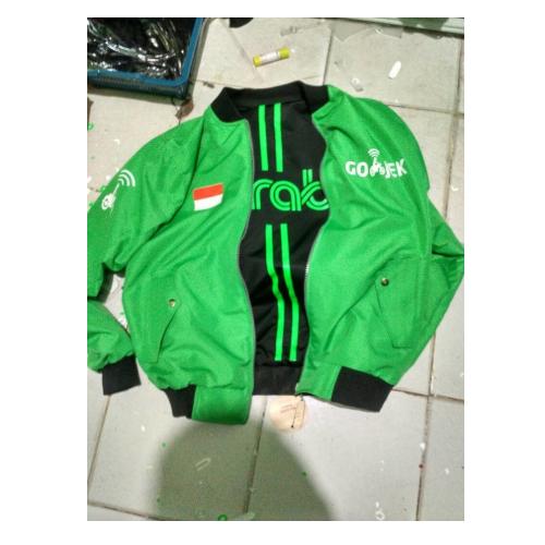 Jaket Bomber Bolak Balik Double Akun Grab Gojek Hijau Hitam