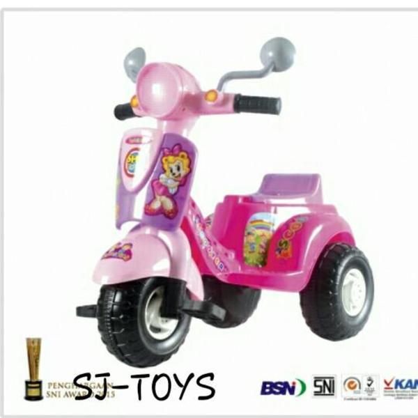Mainan anak sepeda roda 3 sepeda anak mobil dorong vespa scooter shp