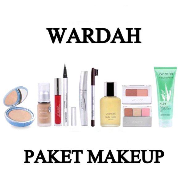 WARDAH PAKET MAKE UP 4 (-Twc Lightening (bedak) -Foundation -Exclusive Liquid Lip cream Matte -EDT Parfum -Aloevera Gel -Pensil Alis -Eyeliner Spidol -Maskara -Eyeshadow -Blush On)