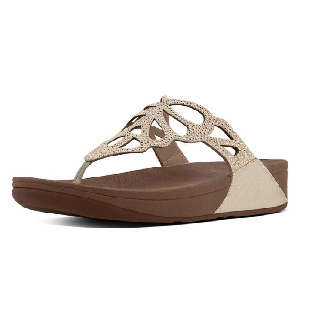 Fitflop Sandals Bumble Crystal Toe Post Gold, Footwear, Womens