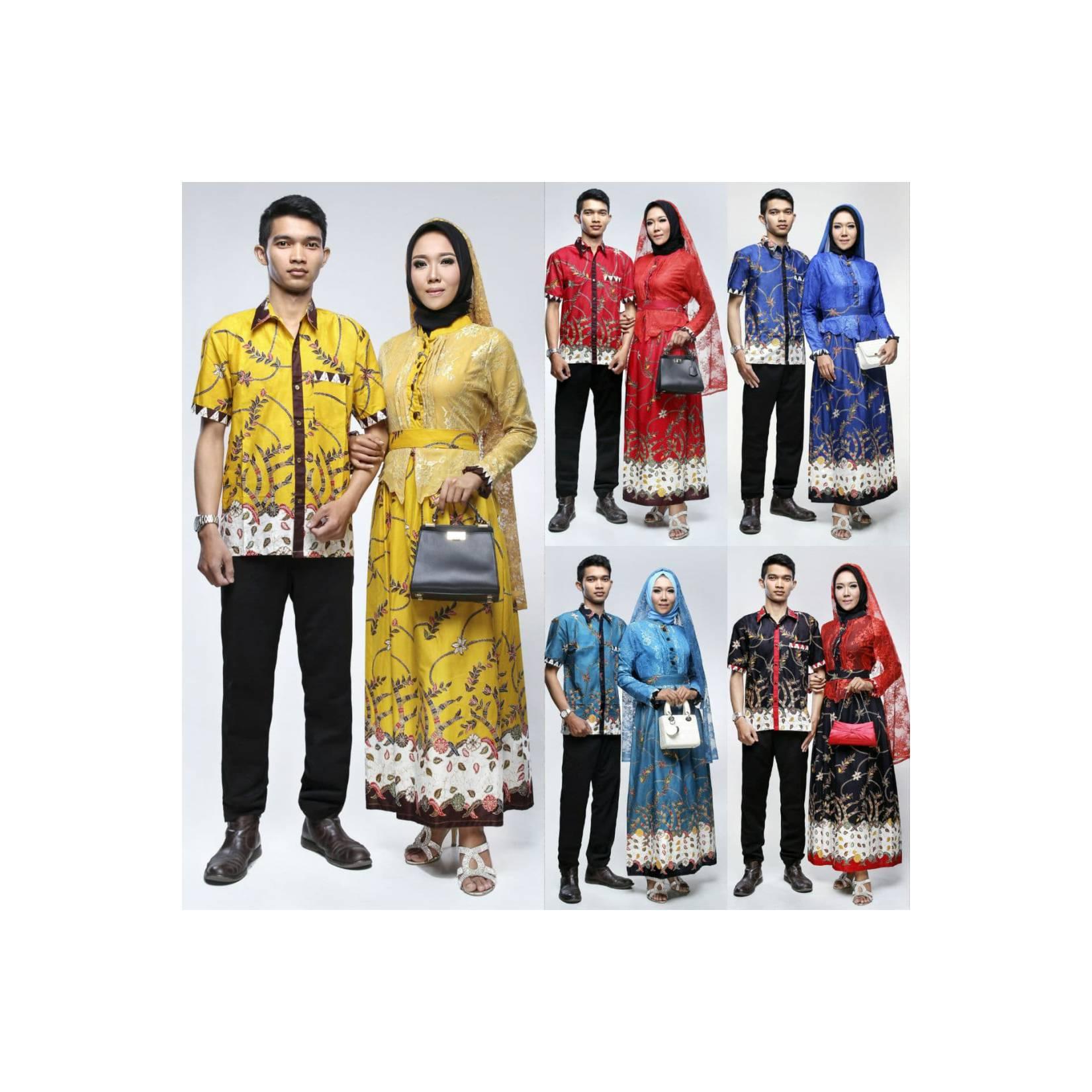 BAJU BATIK COUPLE PESTA DRESS GAMIS DAN KEMEJA ADELIA MADURA