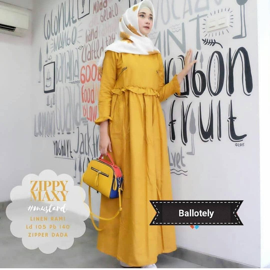 Baju Original Zippi Maxi dress Panjang Balotelly Hijab Casual Pakaian Muslim Wanita Muslim Modern Terbaru Termurah 2018