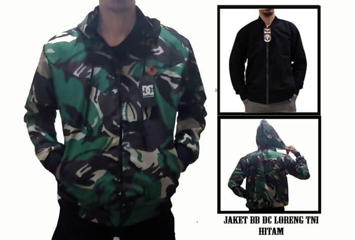 JAKET BB DC LORENG TNI HITAM BUKAN PARASUT PARKA BOMBER