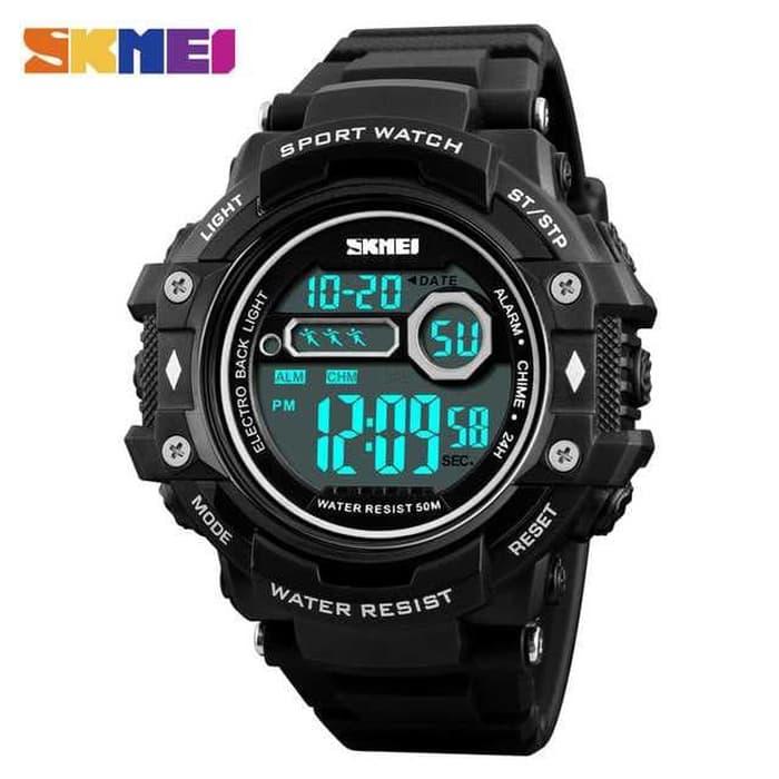 Jam Tangan Pria Cowok Original Skmei Casio Digital Led Anti Air Import - Hitam