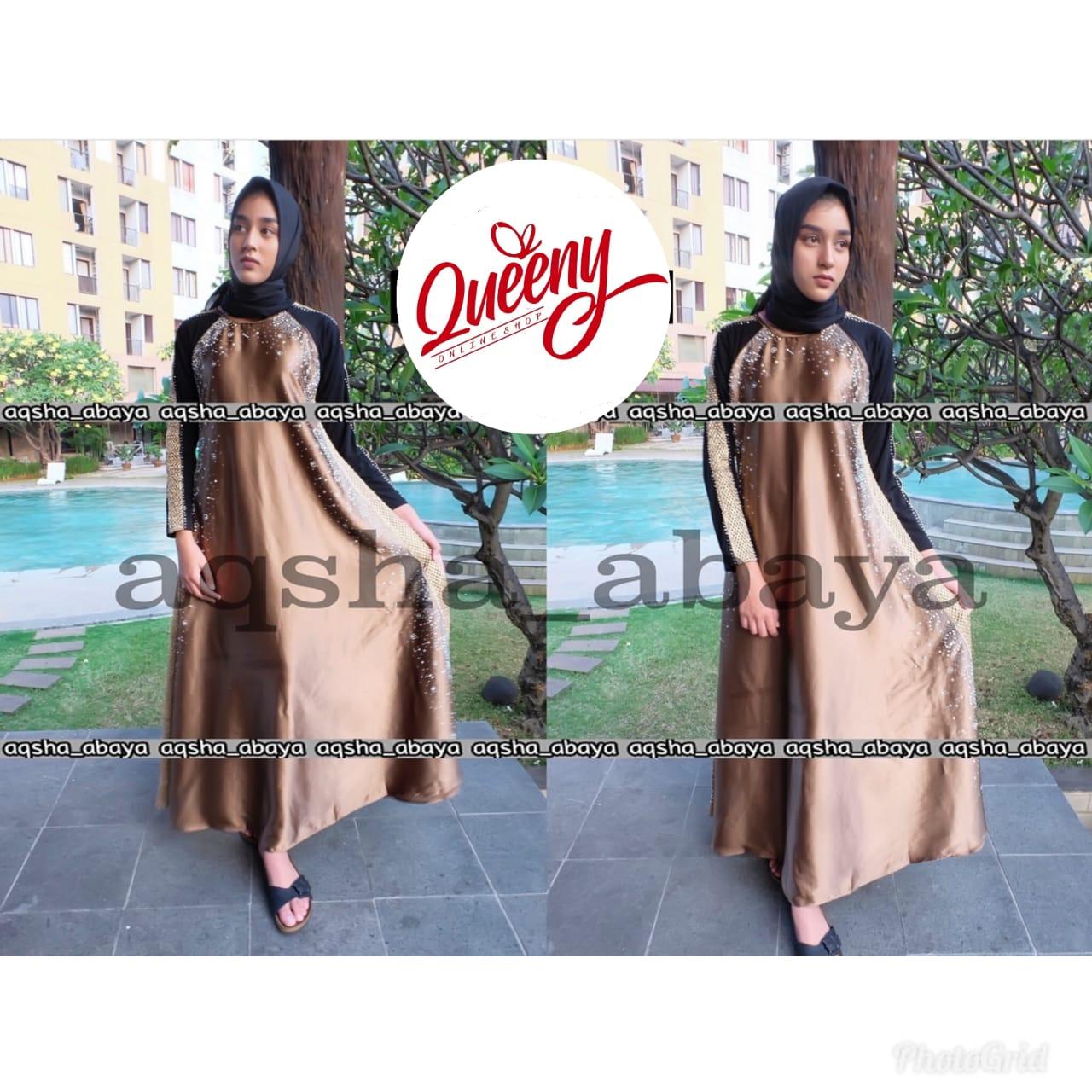 gamis abaya muslimah / abaya arab islami / abaya satin marbella fashion muslim kombinasi payet mewah