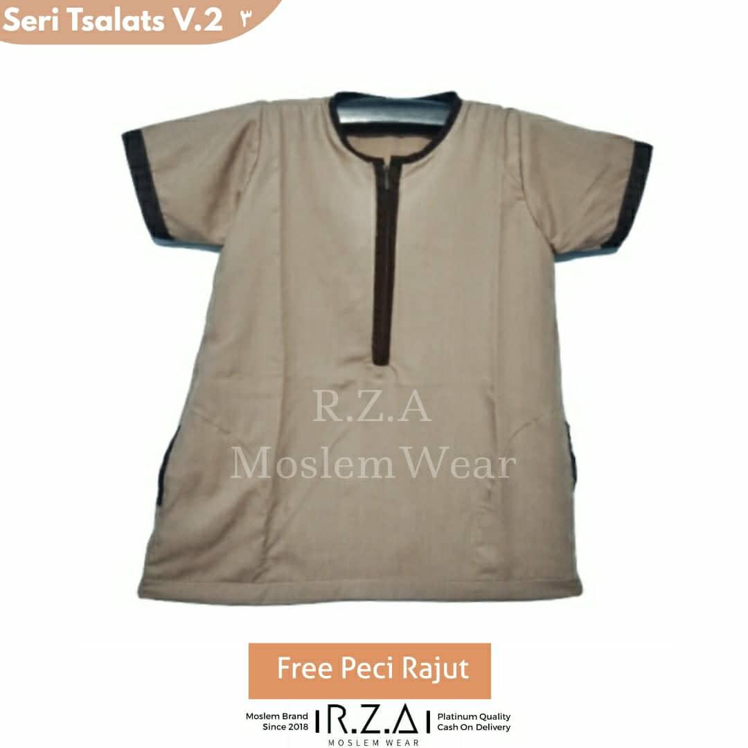 RZA MW Baju Seri ( Tsalatsa ) Jubah Gamis Lengan Pendek Warna Coklat Muda Anak Laki Kain Premium Dingin Dipakai Pakistan Arab Koko Jubah Anak Syari Syari Ganteng Tidak Isbal Baru Lahir Lebaran Hari Raya Idul Fitri Ramadhan Pertama