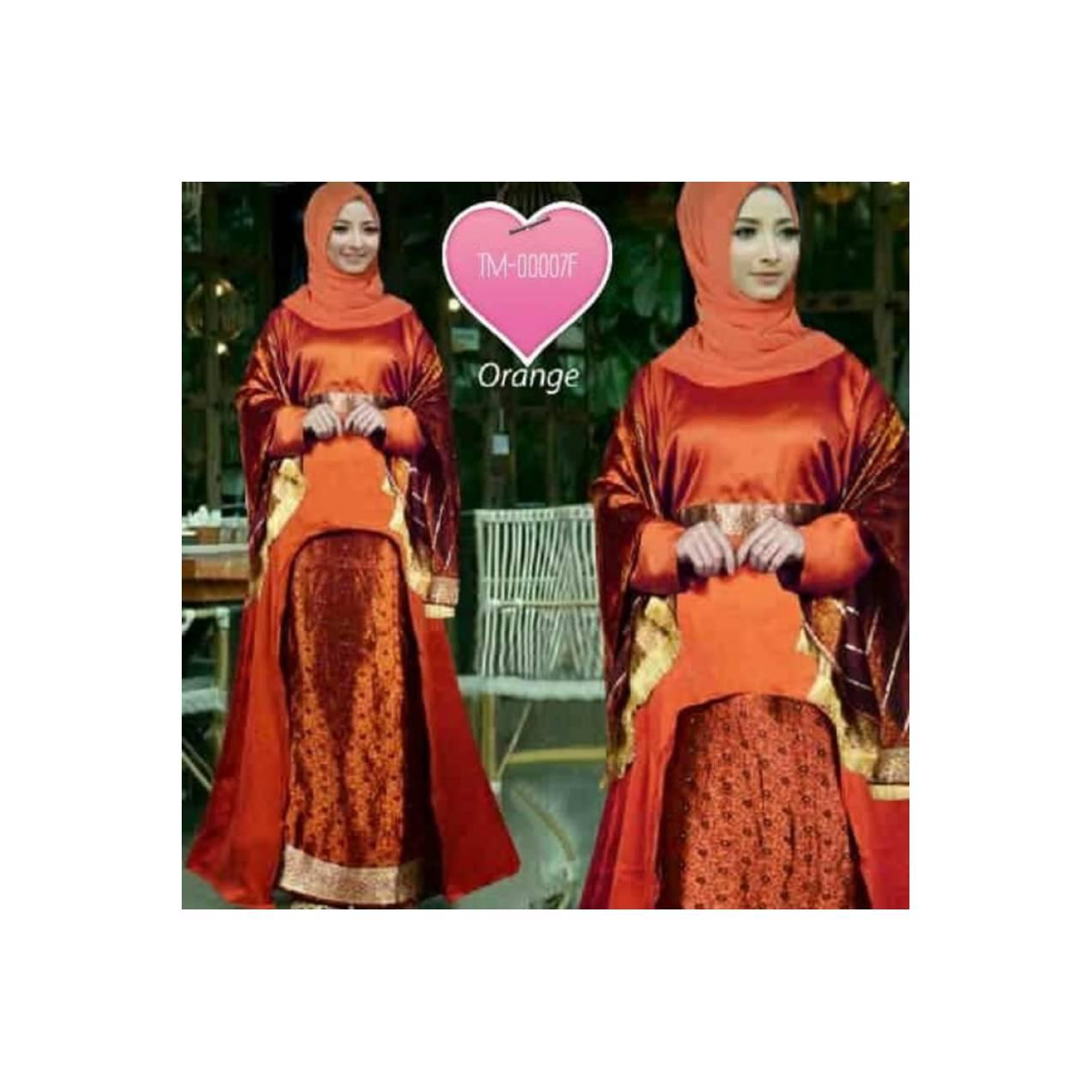 TM00007 F setelan tunik Arifa orange bata baju muslim song