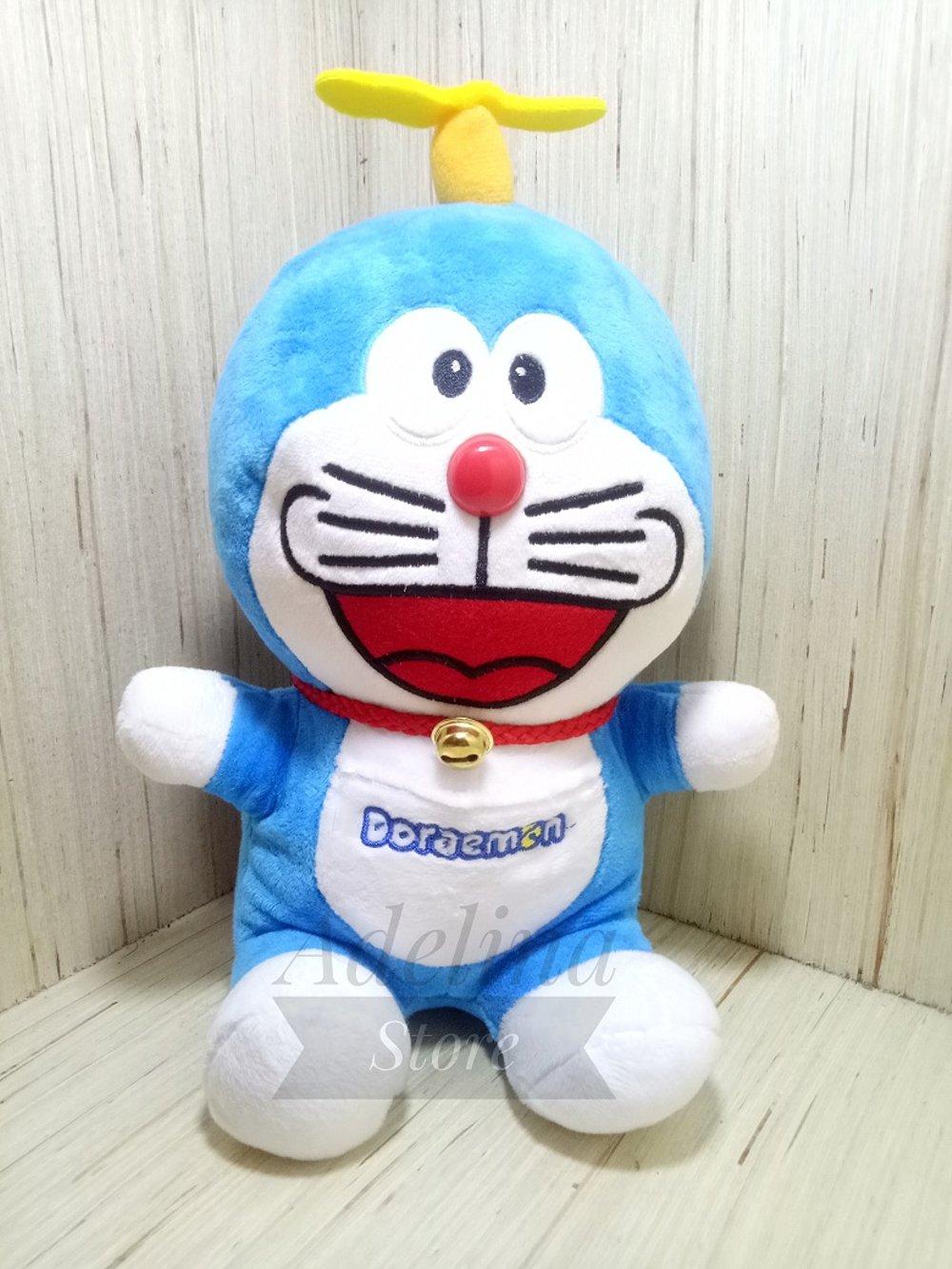 Boneka Doraemon kain Yelvo Import With Baling baling bambu Ukuran 20 cm Boneka Koleksi Doraemon Biru