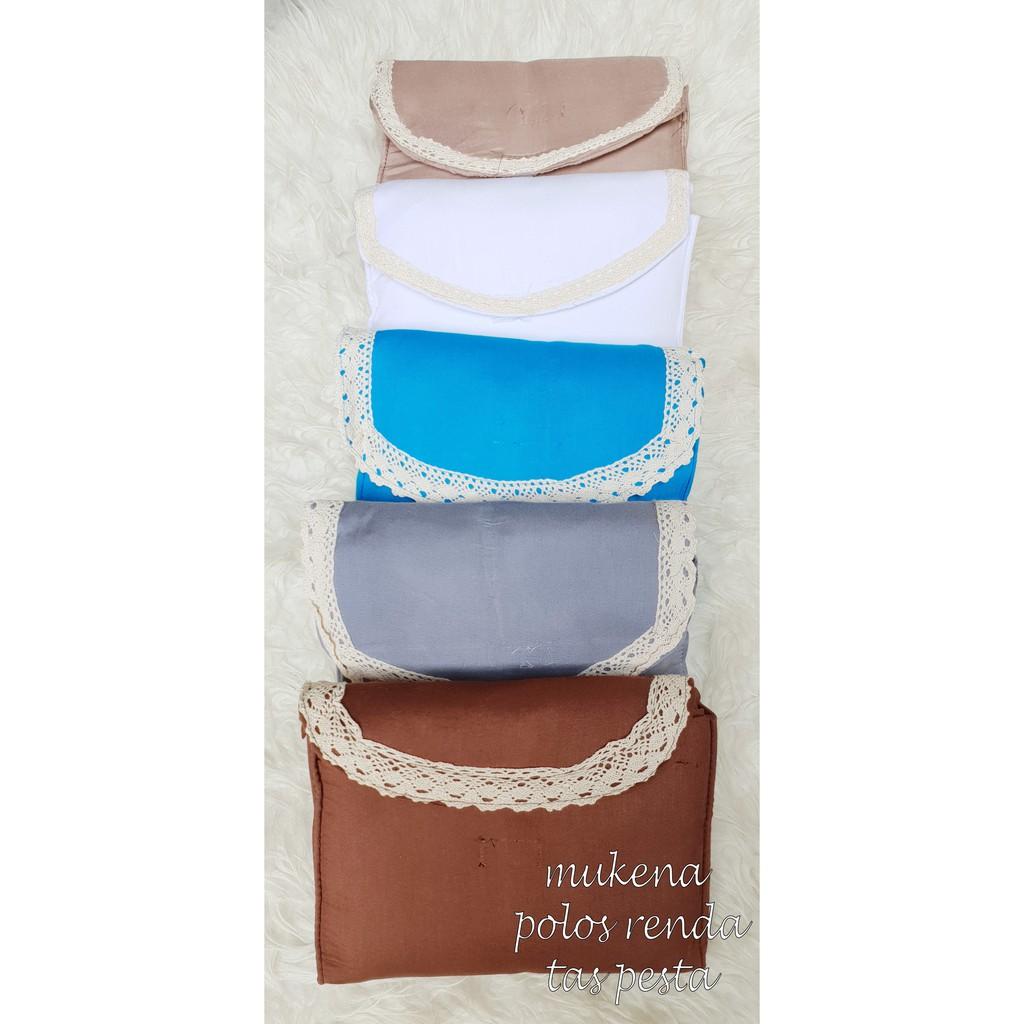 MUKENA POLOS RENDA RAJUT TAS PESTA SERI A by NSH