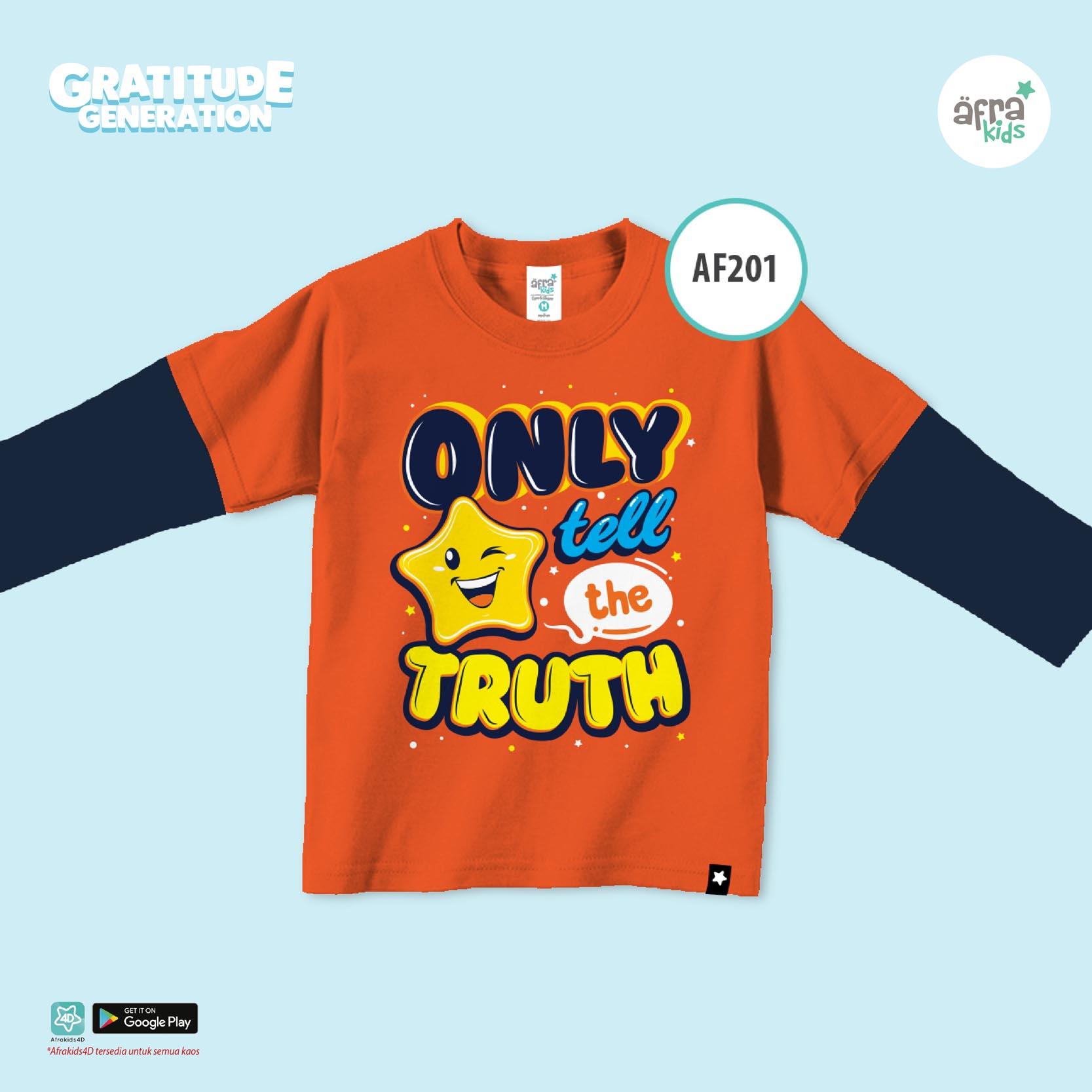 Aria Baju Kaos Anak Afrakids / Baju Kaos Anak Unisex / Baju Kaos Lengan Panjang Cowok Cewek / AF201 - Oranye
