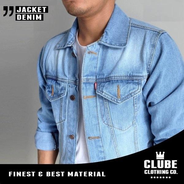 Jaket Jeans Premium Quality BioBlitz Cocok Untuk Pria / Wanita Bahan Denim Kwalitas / Kualitas Ekspor / Jaket Jeans Dilan Warna Biru Muda / Biru Langit
