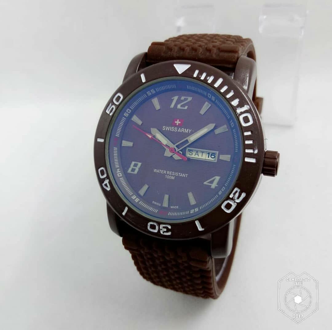 Swiss Army Hari Tanggal - Jam Tangan Fashion Pria - Tali Karet - Terbaru