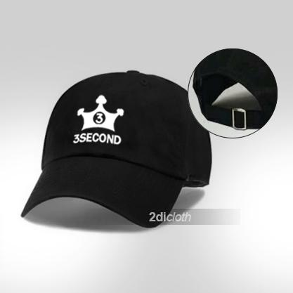 Topi baseball 3second white logo premium black
