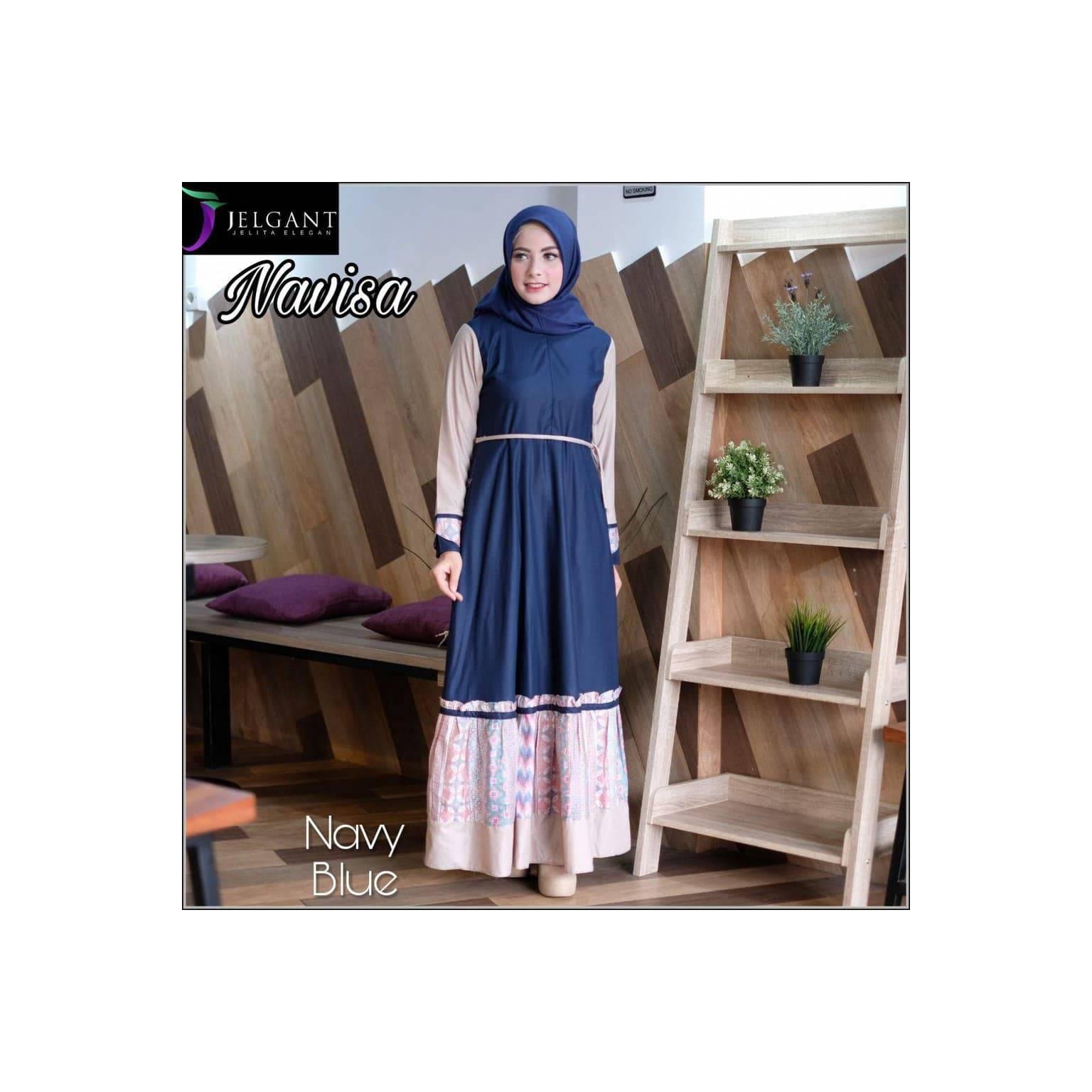 Navisha Jelgant Gamis Katun Kombinasi Batik Original Produk Gamis Bati