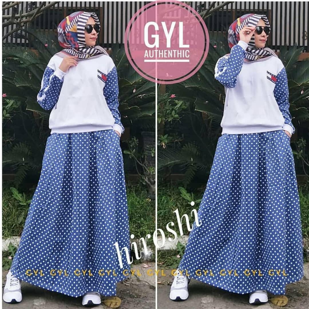 Baju Setelan Original BC AUTHENTIC 2IN1 Bahan Kaos Kombed Katun Polka Baju Panjang Wanita Muslimah Hijab Modern Atasan+Bawahan Wanita Kerja Casual Trendy Fashionable 2018