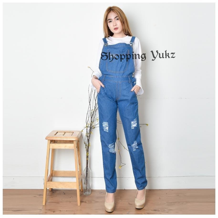 Shopping Yukz Overall Jumpsuit Jeans Denim Wanita ENMA ( Tanpa Inner ) - DARK BLUE /Baju Kodok Jeans /Jumpsuit Jeans/ Ripped Jeans/Jumpsuit Denim Wanita/Jumpsuit Remaja/Jumpsuit Murah/Jumpsuit Terusan/Jumpsuit Panjang/Jumsuit Wanita/Jumsuit Denim