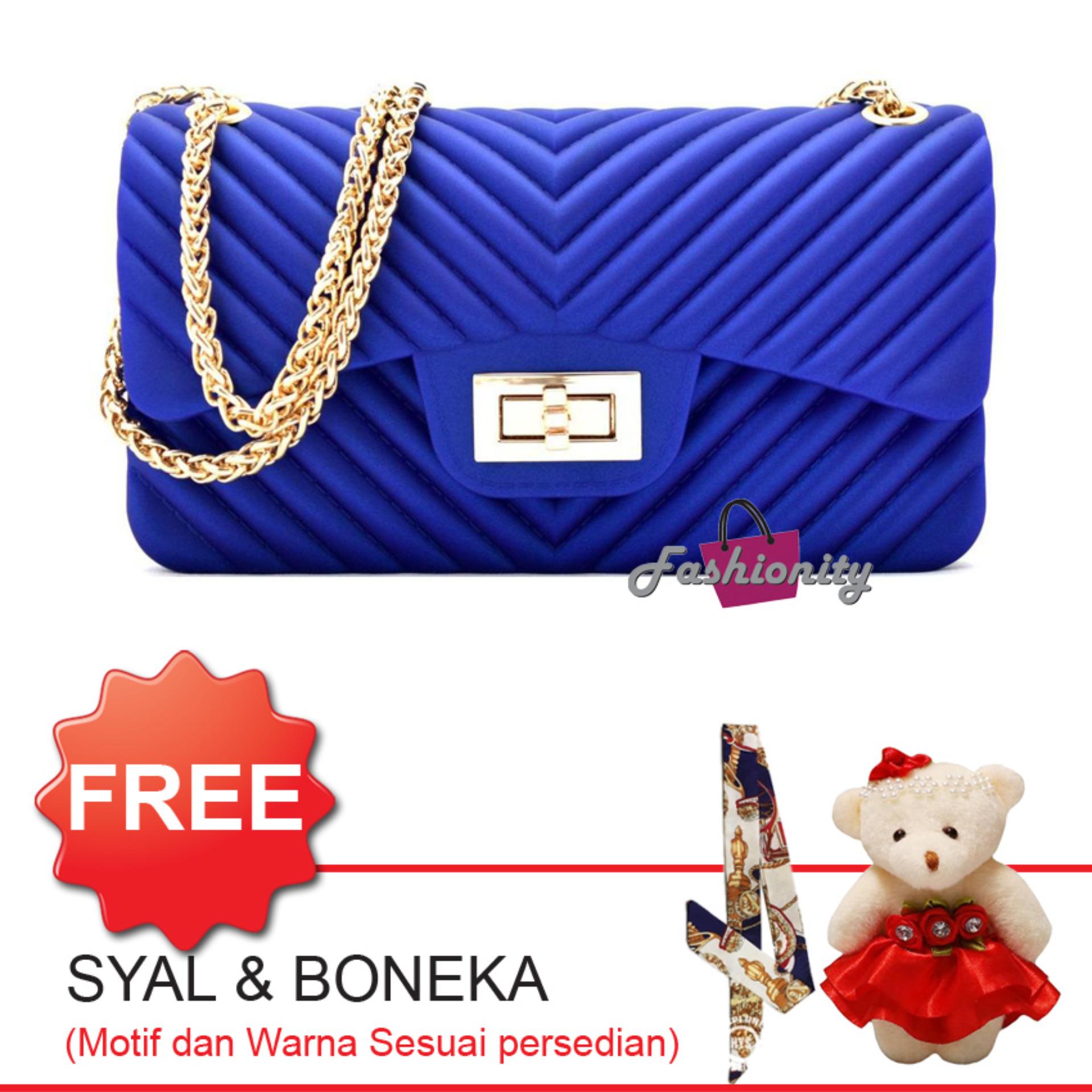 Fashionity Mini Matte Jelly Gold Chain FSY0800 - Tas Fashion Wanita - Tas Selempang - Crossbody - Tas Import