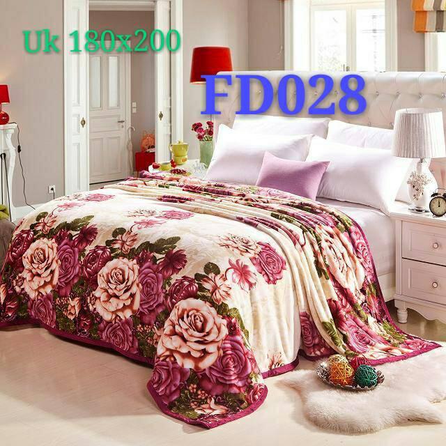 Selimut Bulu Tebal Ukuran 180 x 200 cm Motif Cream Rose - FD028