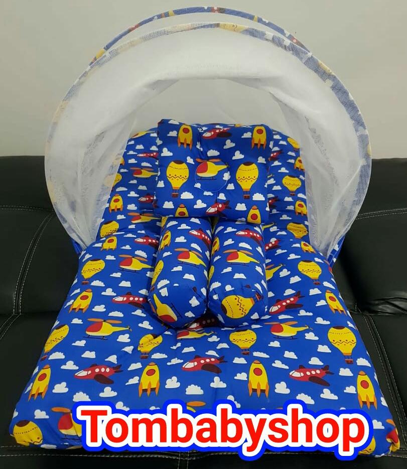 KASUR BAYI KELAMBU MOTIF BALON UDARA NAVY