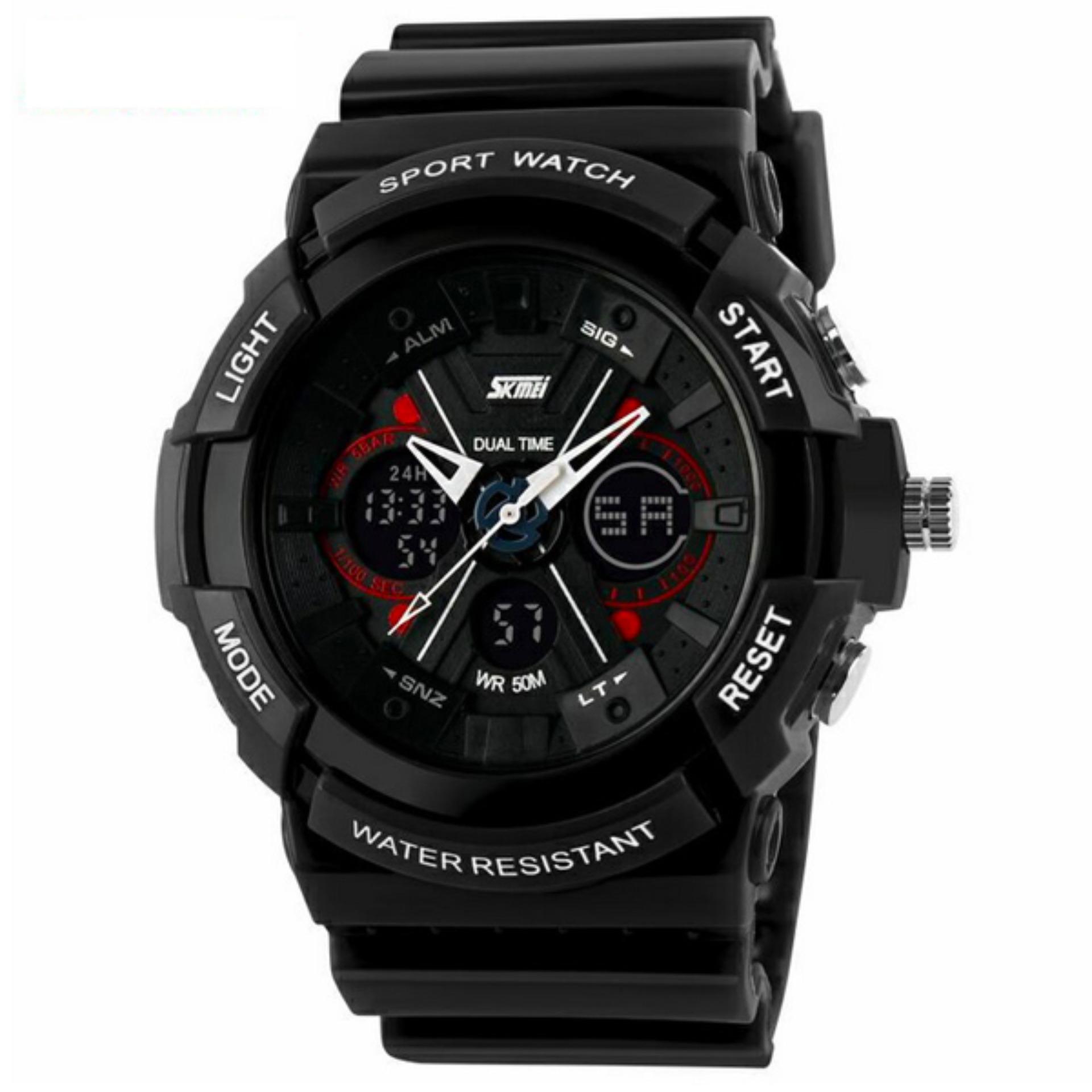 SKMEI S-Shock Sport Watch Jam Tangan Sport Pria Jam Tangan Water Resistant 50m Jam Tangan Sport Keren Strap Silicon AD0966 - Hitam