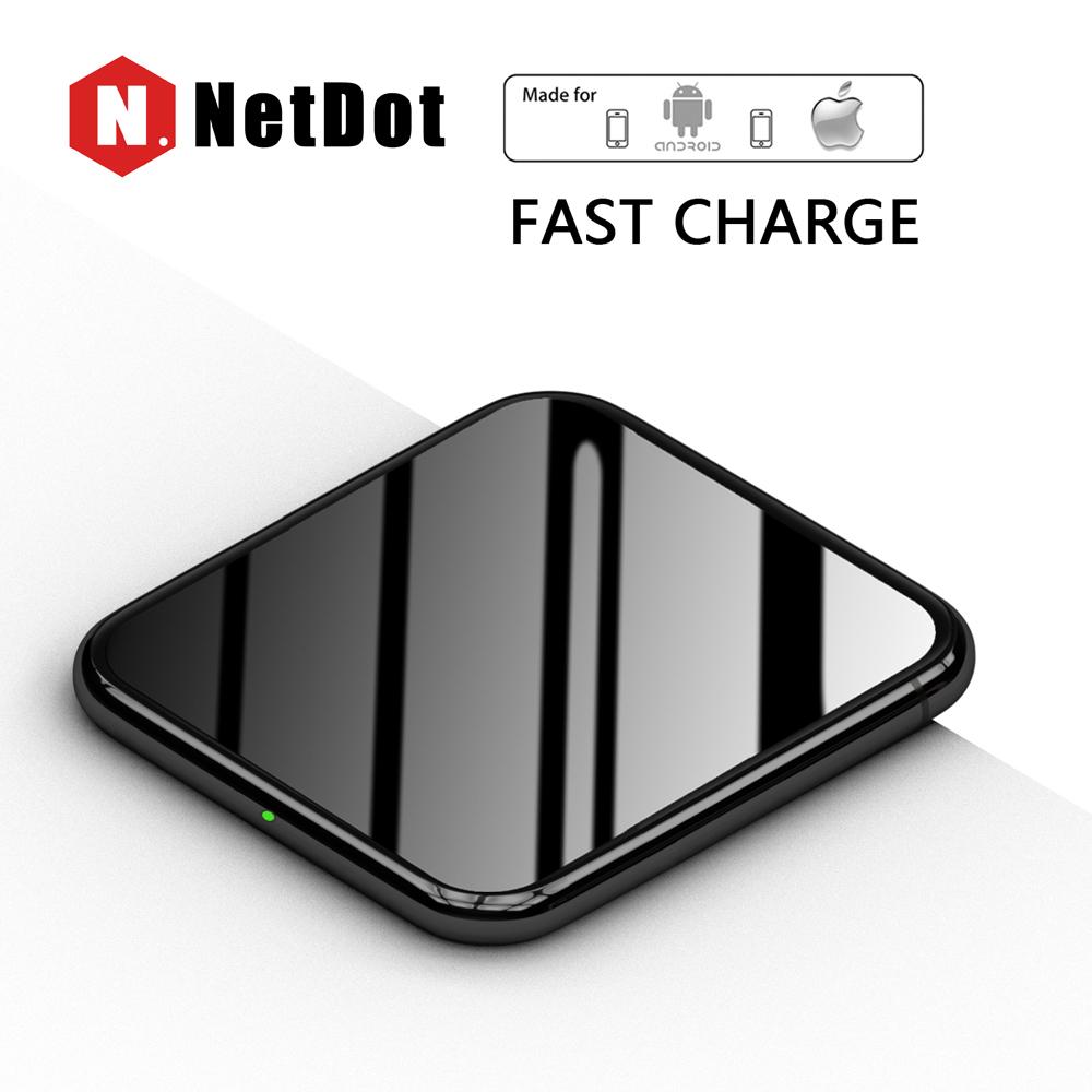 NetDot Chargers , NetDot Qi-Certified Fast Charging Pad for Samsung Galaxy S9/S9 Plus/S8/S8 Plus ( 10W ), iPhone X/8/8 Plus ( 7.5W ), and Other Qi-enabled devices ( 5W ) 2Pack