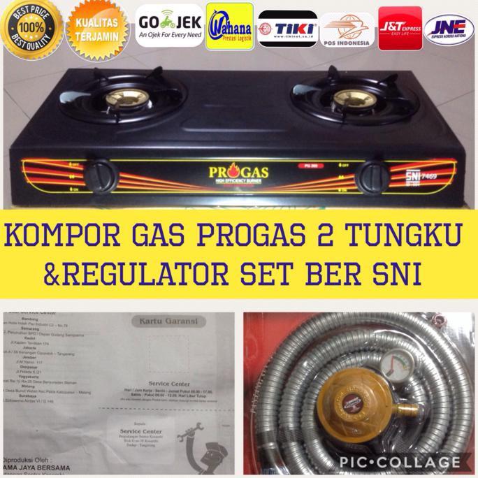 Kompor Gas Dua Tungku Progas & Regulator Set Ber Sni Stok Terbatas !!