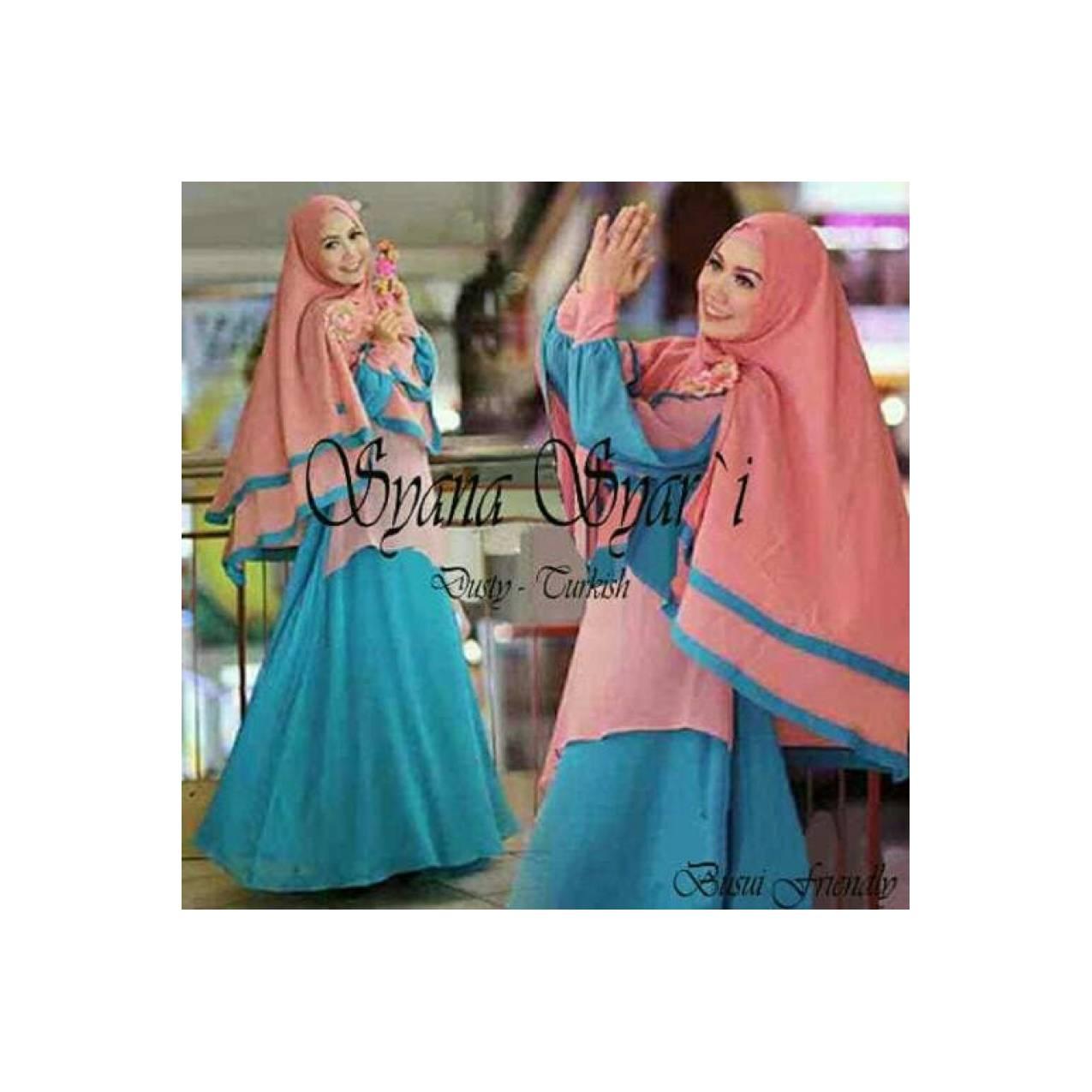 BAJU MUSLIM/GAMIS SPANDEK KOREA/SETELAN HIJAB SYAR'I SYANA 4 WARNA