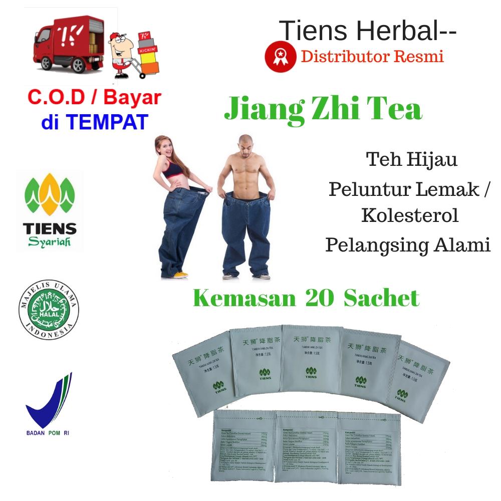 Tiens Herbal-- Jiang Zhi Tea / Teh Hijau / Teh Pelangsing Badan / Teh Diet / Penghancur Lemak / Obat Kolesterol Herbal / Obat Diet Herbal / Paket Hemat 20 Sachet + GRATIS Member Card TH--