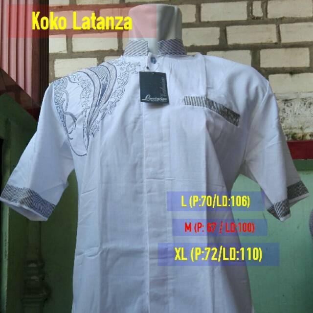 Jual murah baju koko muslim taqwa pria putih lengan pendek ukuran M L XL katun adem ()