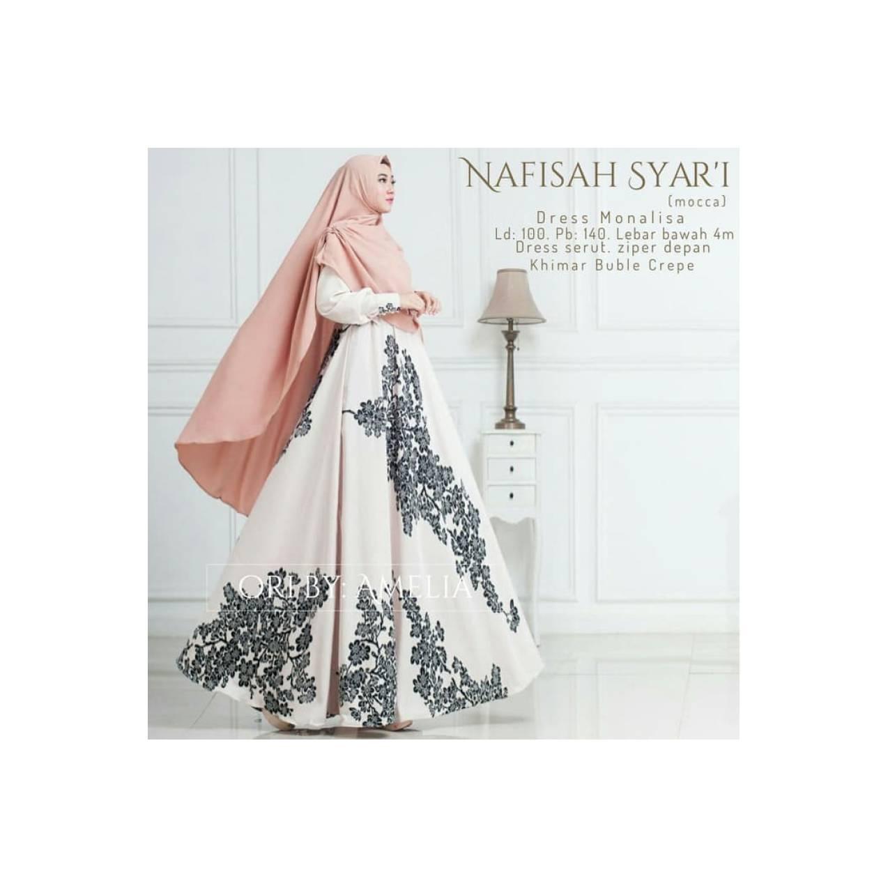 new nafisah syari setelan gamis wolvis monalisa busui umbrella ori