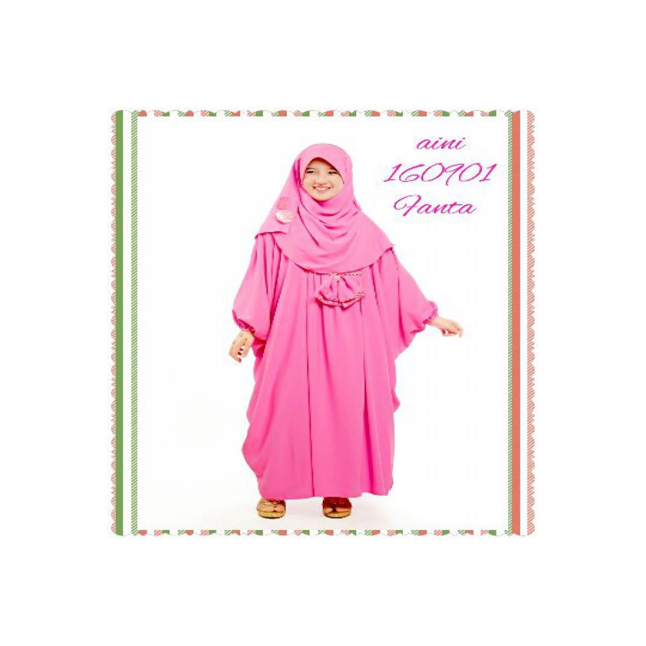 Set Busana Muslim , Gamis Jilbab Pesta Anak Aini 160901