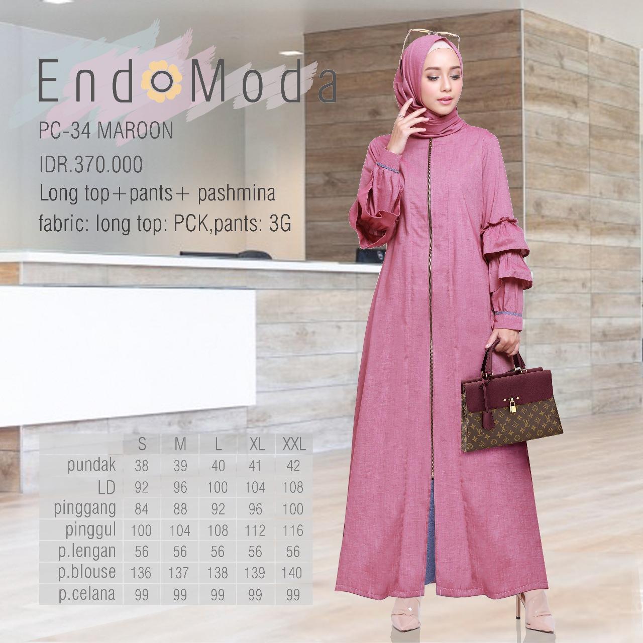 Setelan Gamis Endomoda PC 34 Maroon