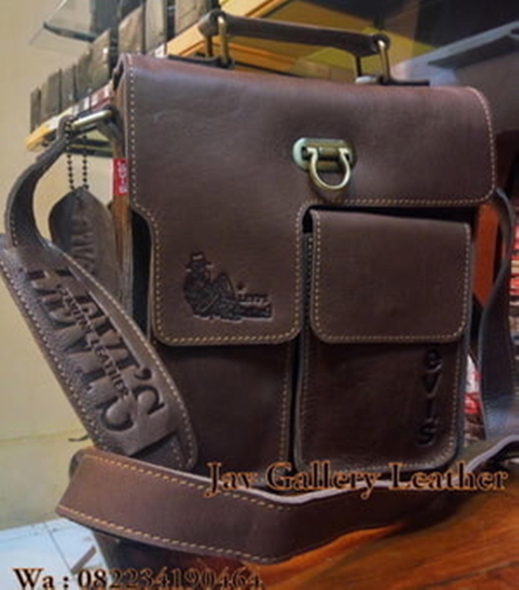 Tas Selempang Levis Pria Full Kulit Sapi Asli Sepesial Berkualitas Durable, Tas Tablet, Tas Tenteng, Tan Jinjing Full Kulit Sapi Asli