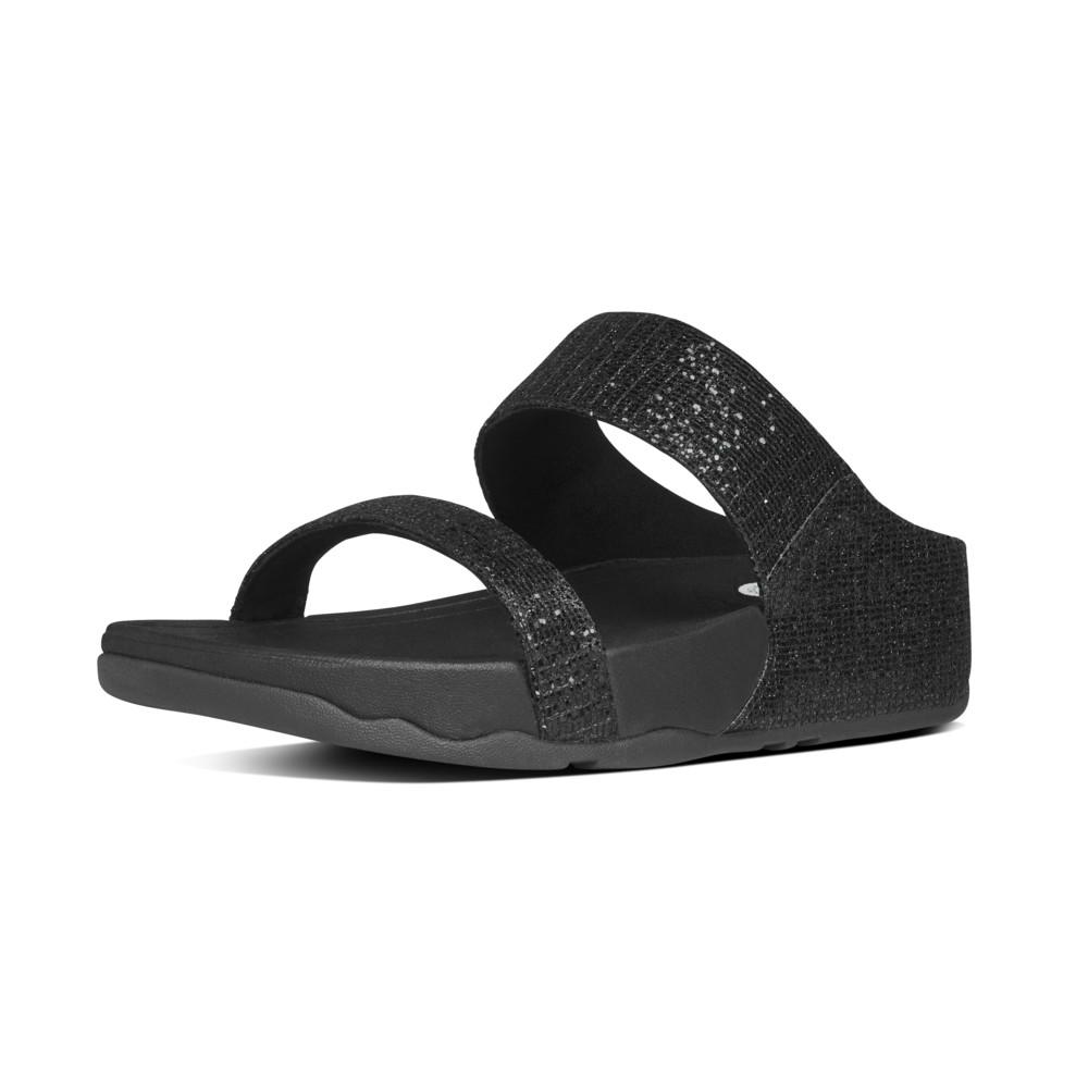 Fitflop Lulu Superglitz Slide, Black, Footwear, Womens