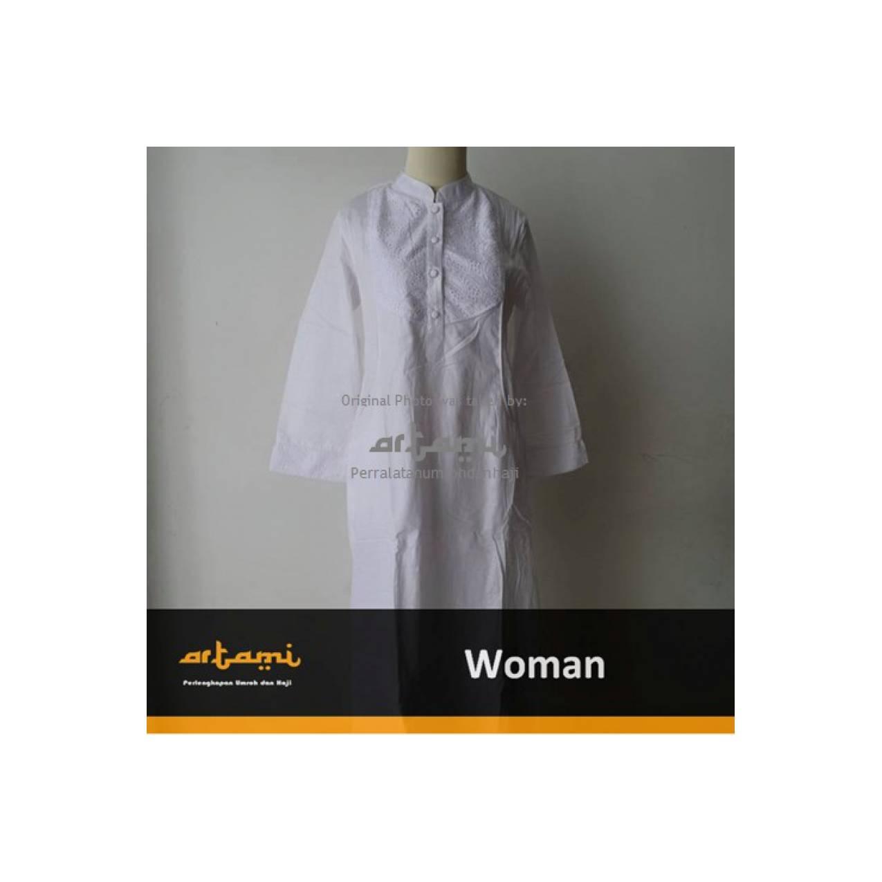Gamis Ihrom Wanita Putih Bahan Katun Jepang Polos