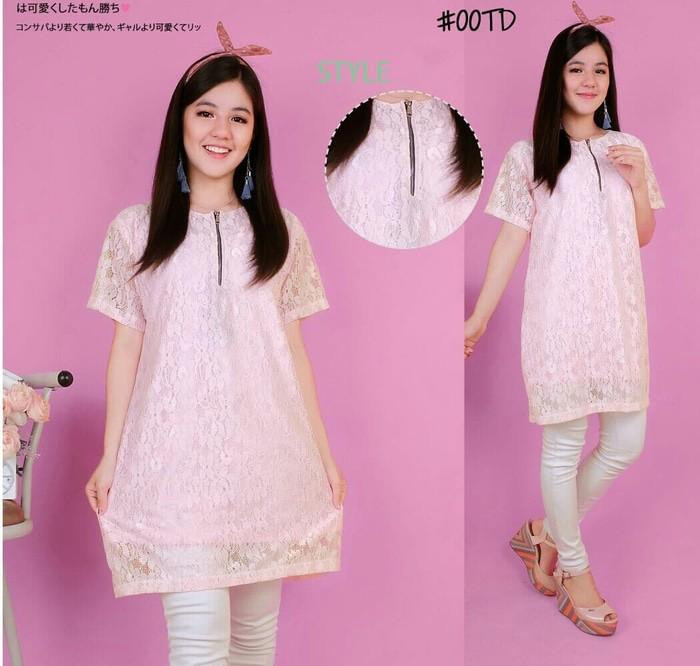 Dress Pendek Brukat / Mini Dress Semi Blouse Sweet Pink Brokat Vintage