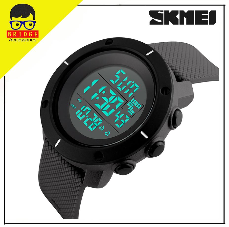 SKMEI 1213 Jam Tangan Pria Sportwatch Dual-Time Back Light Chronograph Alarm Sport Water Resistant 50M - Black