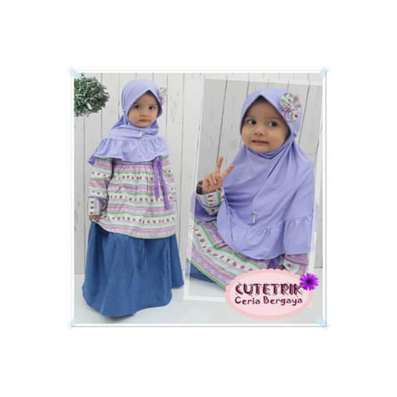 BAJU Tunik & Rok Denim Cutetrik NX12 -Baju Muslim Anak NX 12