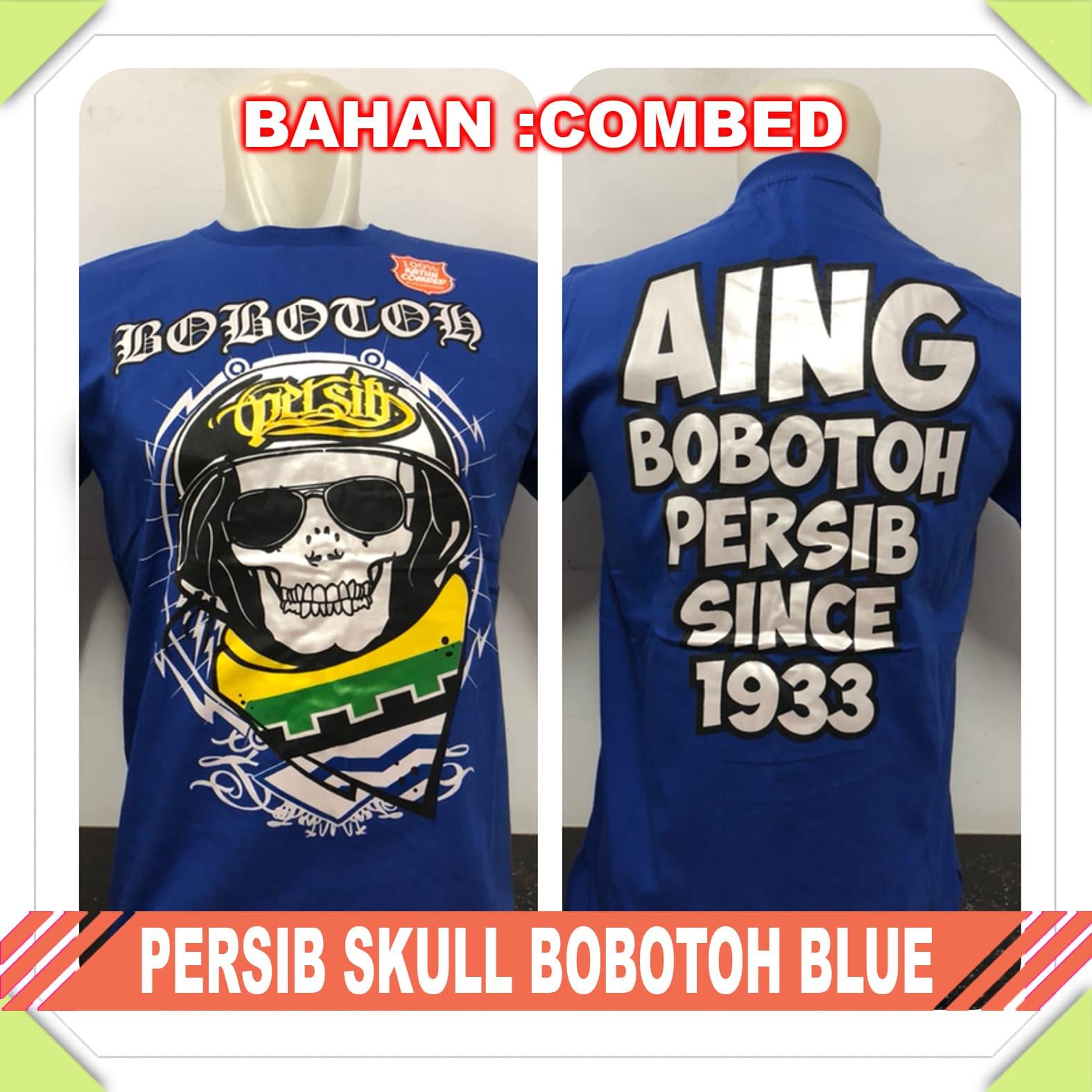 [KAOS DISTRO] baju keren viking PERSIB SKULL BOBOTOH cowok - Biru, L